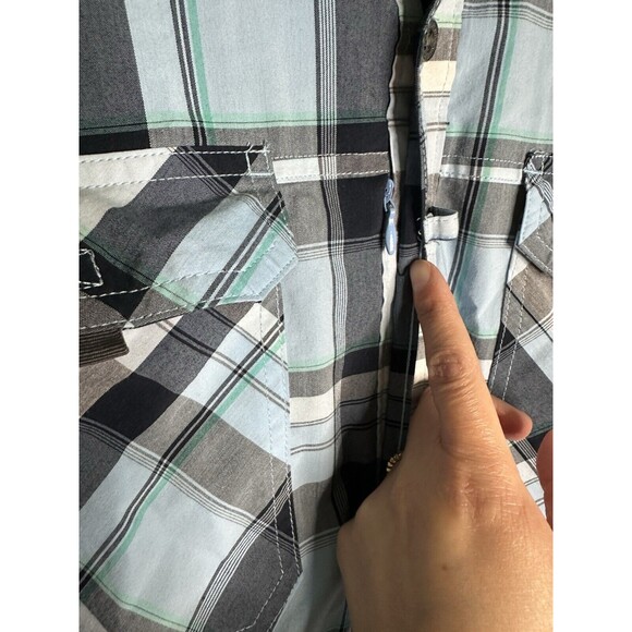 Wrangler ATG All Terrain Gear Utility Long Sleeve Blue‎ Plaid Shirt Men's XXL - Picture 5 of 12